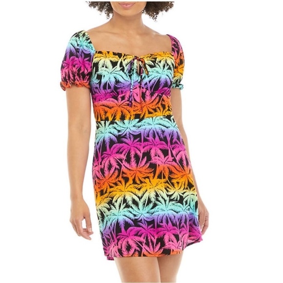 Cabana by Crown & Ivy Multicolored Palm Tree Rainbow Sundress Size 1X - Picture 1 of 9